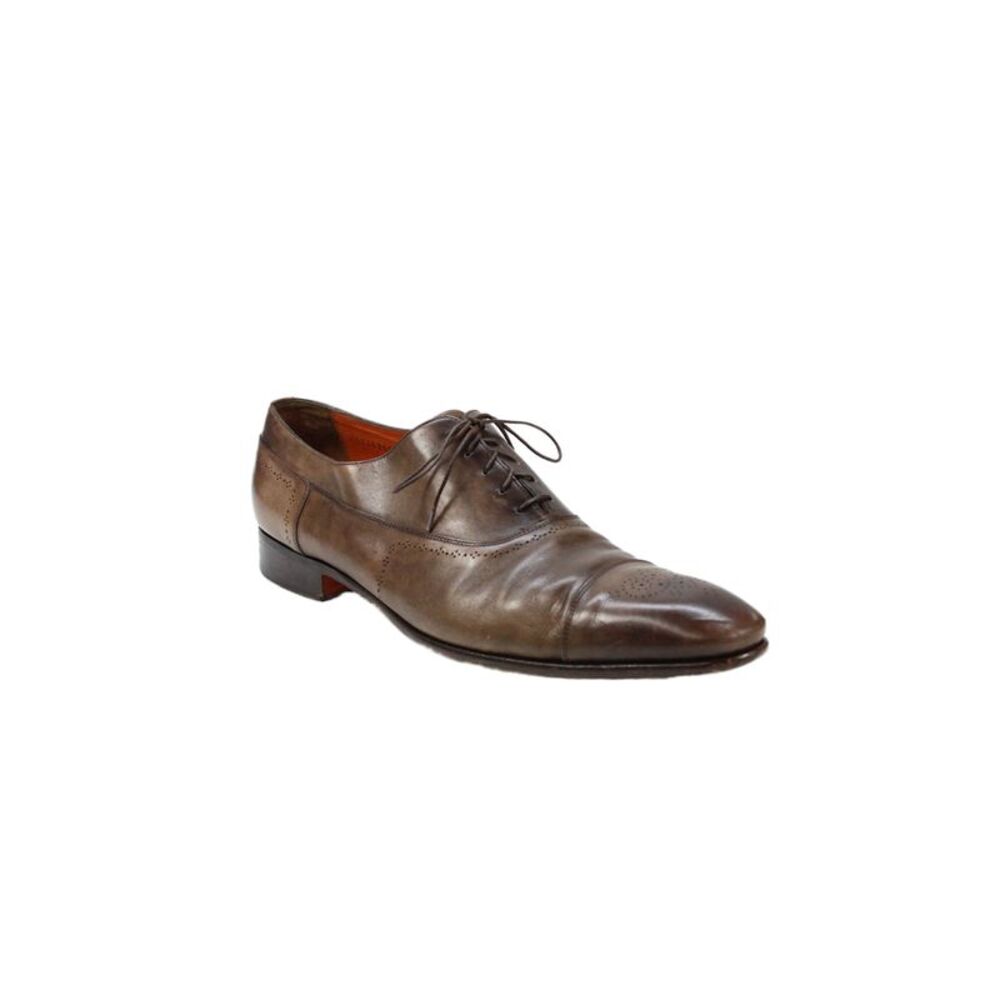 Santoni Mens Leather Lace Up Oxford Dress Shoes Brown Size 15 D